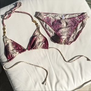 ViX Pink & Cream Snake print/Sequin Bikini (M)